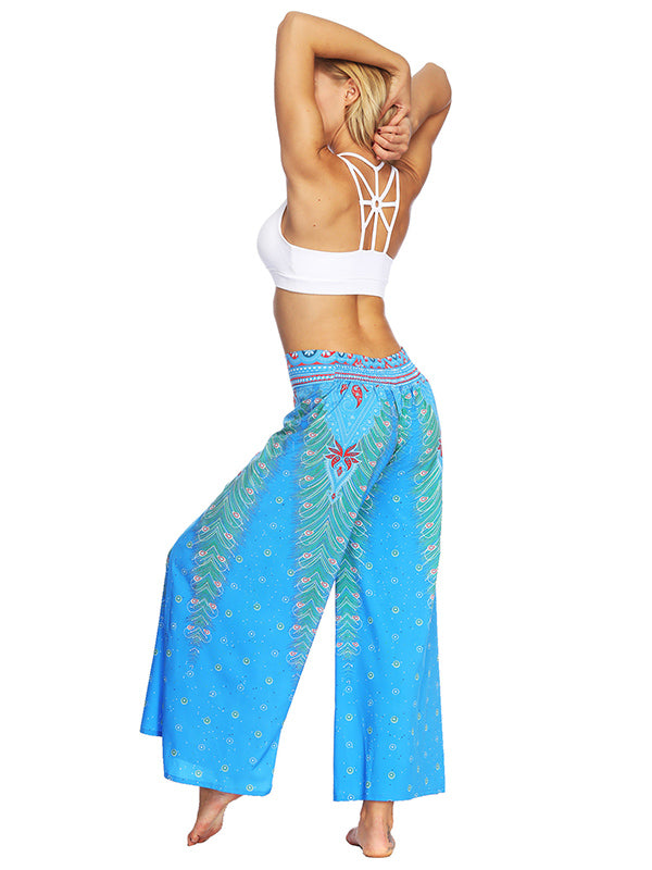 Bohemia Floral Printed Elastics Wide Leg Yoga Pants