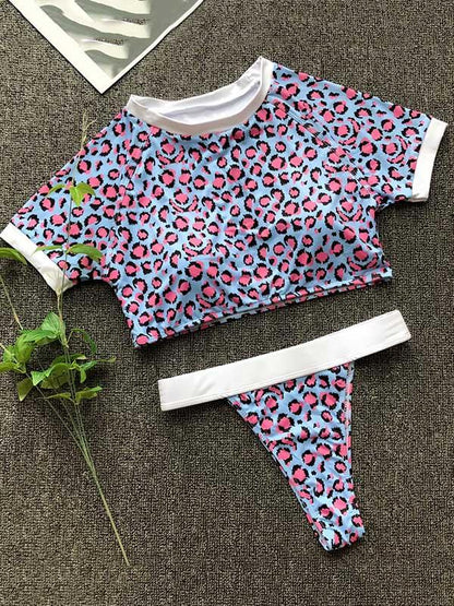 Sport Short Sleeves Bikinis Swimwear
