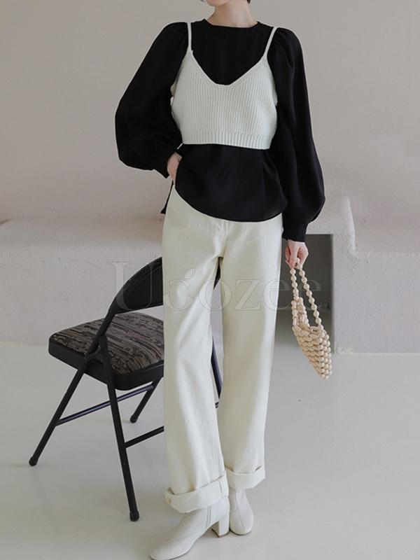 Casual Puff Sleeves Blouses