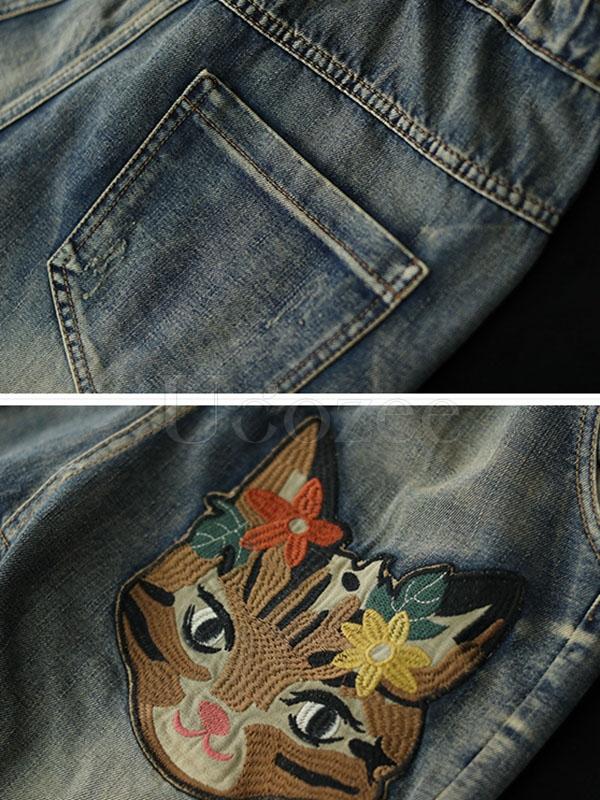 Casual Retro Embroidered Pants