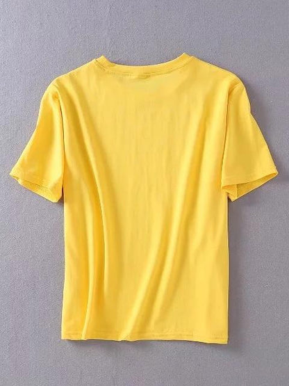Casual Loose Letter Round-neck T-shirt