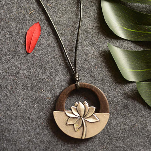 Buykud Simple Alloy Lotus Sweater Chain Long Necklace