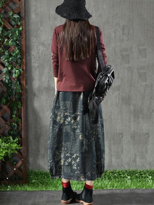 Loose Printed A-line Skirt Bottom