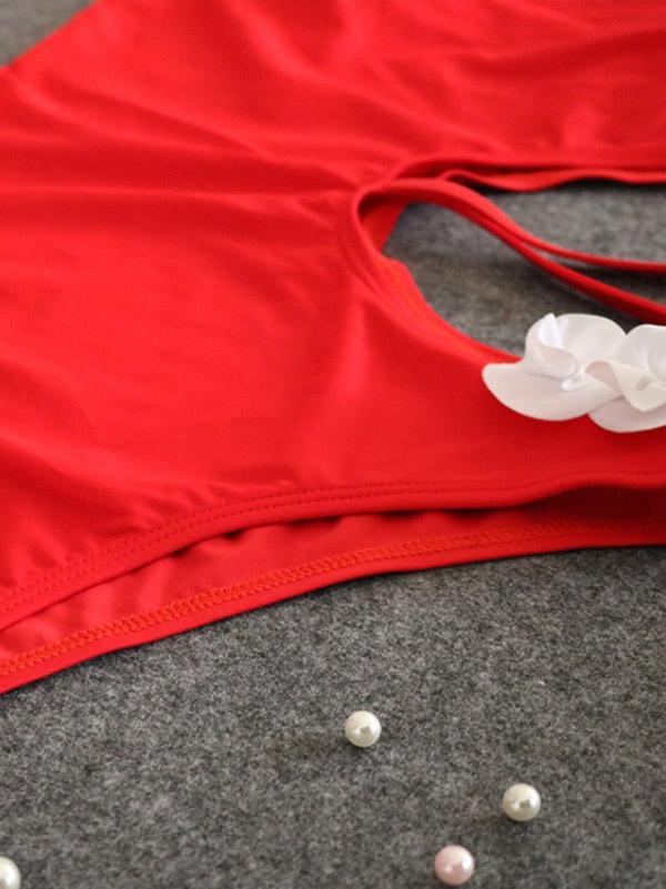 Lace Asymmetric Bandeau One-Piece Swimwear