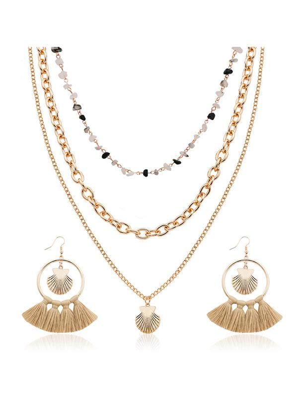 Shell  Tassel Earring And Necklace Accessories
