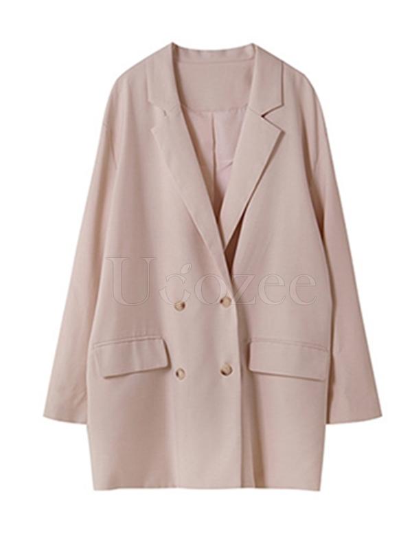 Casual Solid BF Style Suit Outwears