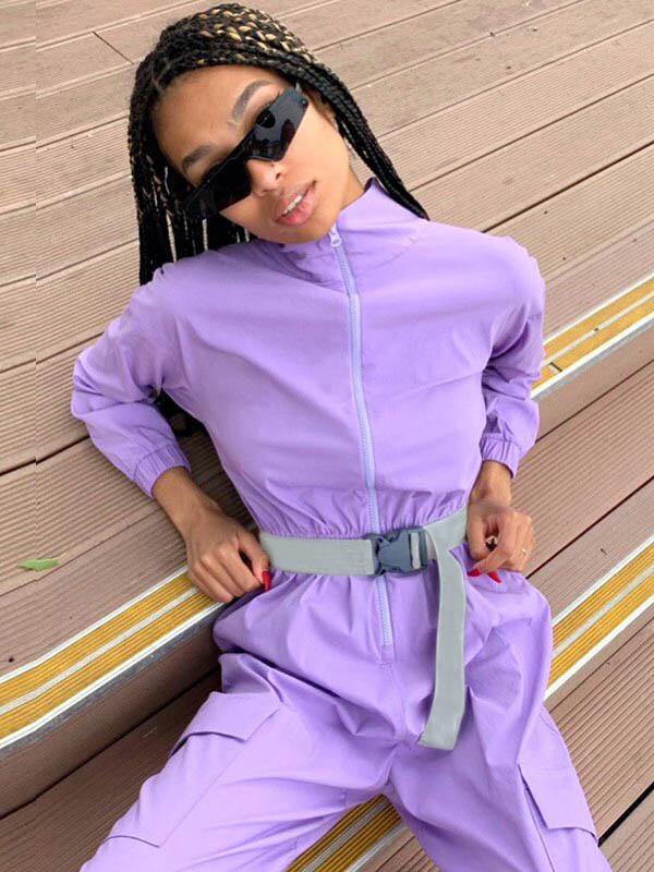Zipper Belted Overall Jumpsuits