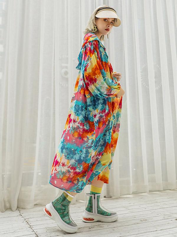 Loose Tie-dyed sun-proof Cover-up