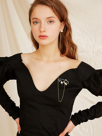 Original Long Earrings Brooch