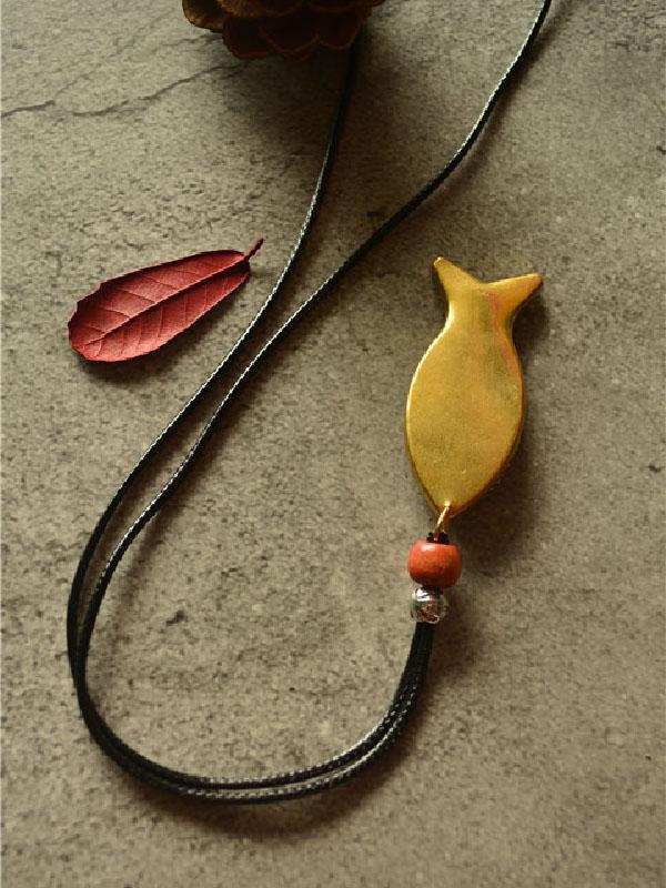 Ethnic Style Colored Fish Long Necklace