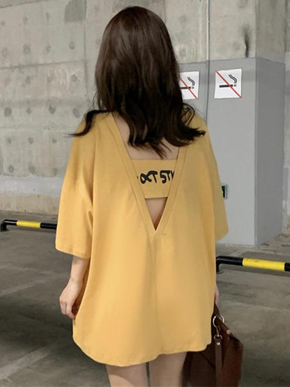 Hollow Out Sexy Back Casual T-shirt