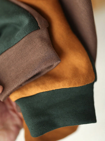 Casual Split-Joint Contrast Color Batwing Sleeve Hoodies