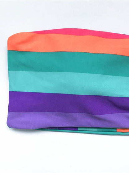 Strapless Stripe Bikini Swimsuit