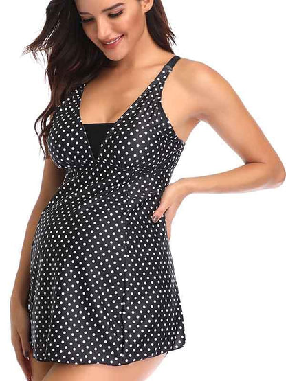 Maternity Polka Dot Bustier Tankini Swimsuit