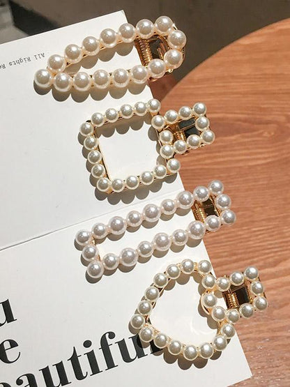 Ins Style Hollow Faux Pearl Hair Clip