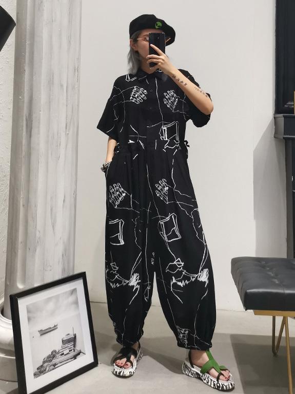 Hip-hop Light Printed Jumpsuit