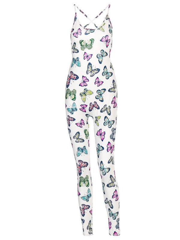 Printed Spaghetti-Neck Backless Yoga Jumpsuits Bottoms