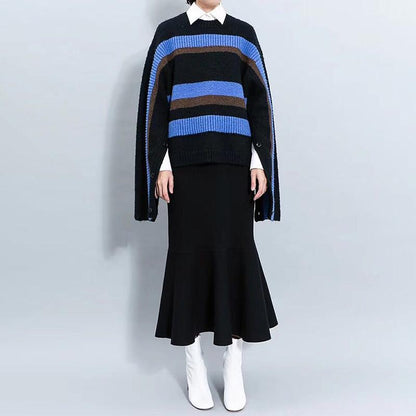 Elastic Waist Ruffles Winter Calf Length Skirt