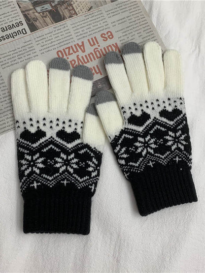 Original Cartoon Printed Knitting Sweater Gloves