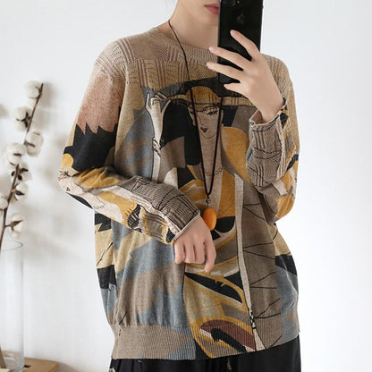 Buykud Casual Cartoon Character Printed Loose Sweater