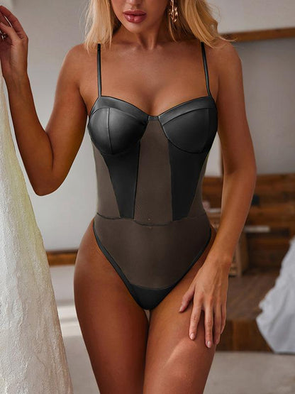 Spaghetti-Neck Sweetheart One-Piece Swimwear