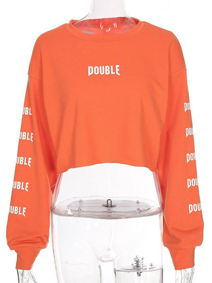 Letter Printed Bare Midriff Sweatshirt