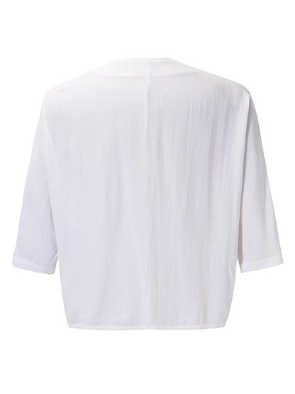 Blue Applique Single Breasted Blouses&Shirts Tops