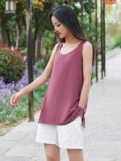 Cotton A-line Sleeveless T-shirt