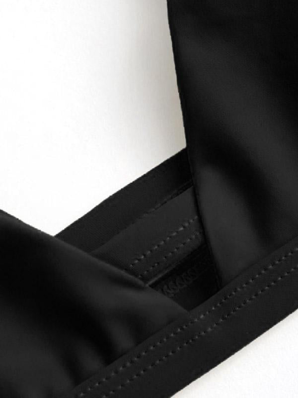 Solid Color Triangles Split Bikini Swimsuit