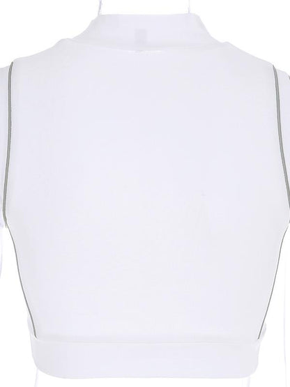 Letter Printed Mock Neck Tanks