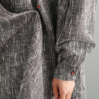 Buykud Pure Color Turtleneck Irregular Casual Dress
