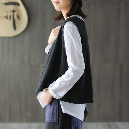 Cotton Long Sleeve T-Shirt and Loose Vest M-3XL