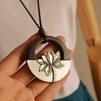 Buykud Simple Alloy Lotus Sweater Chain Long Necklace