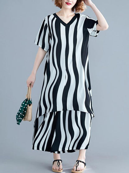 2019 Summer New Loose Oversize  Striped Suit
