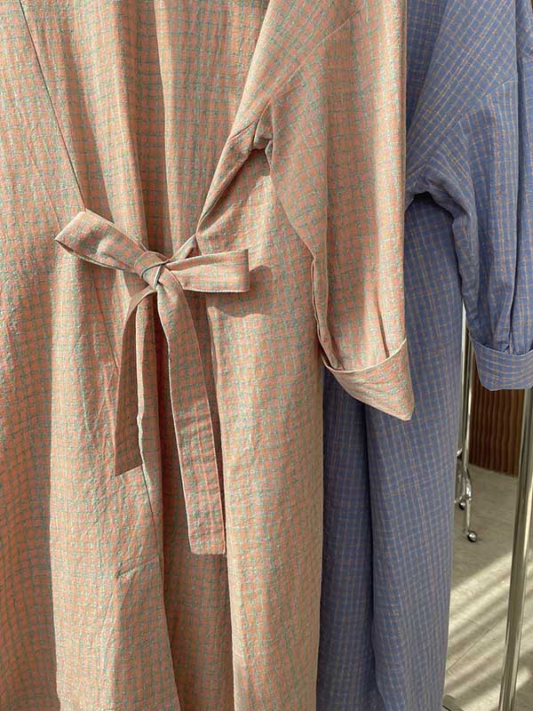 Urban Asymmetric Plaid Round-Neck Batwing Sleeve Shirt Dress