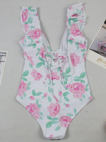 Falbala Printed One-piece Swimwear