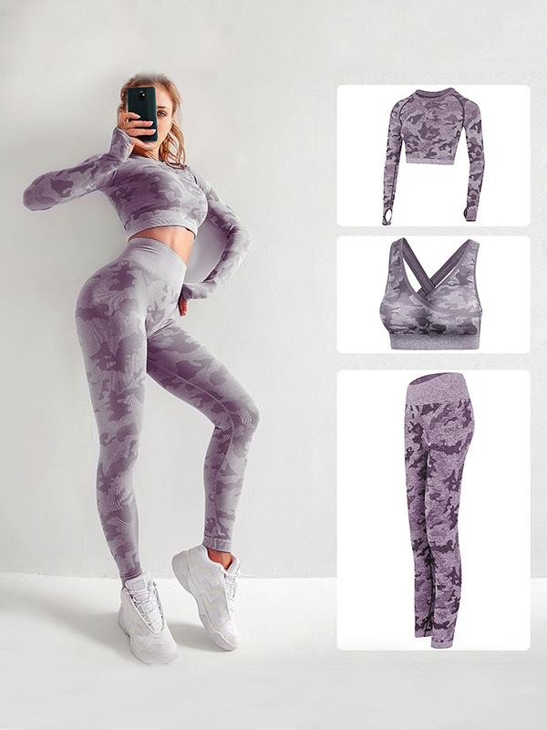 Three-Piece Set Camouflage Yoga Suits