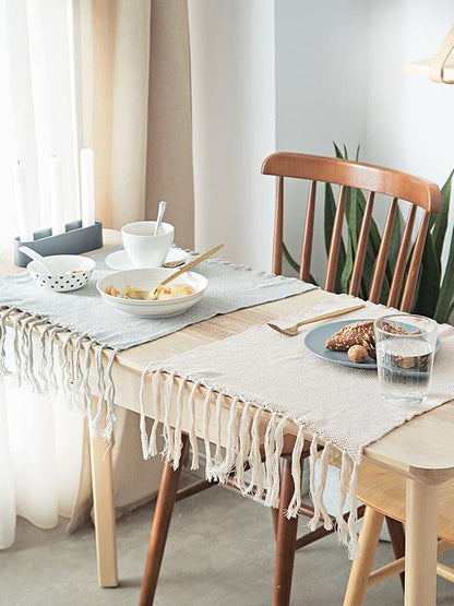 Full Cotton Solid Tasseled Napkin Mat