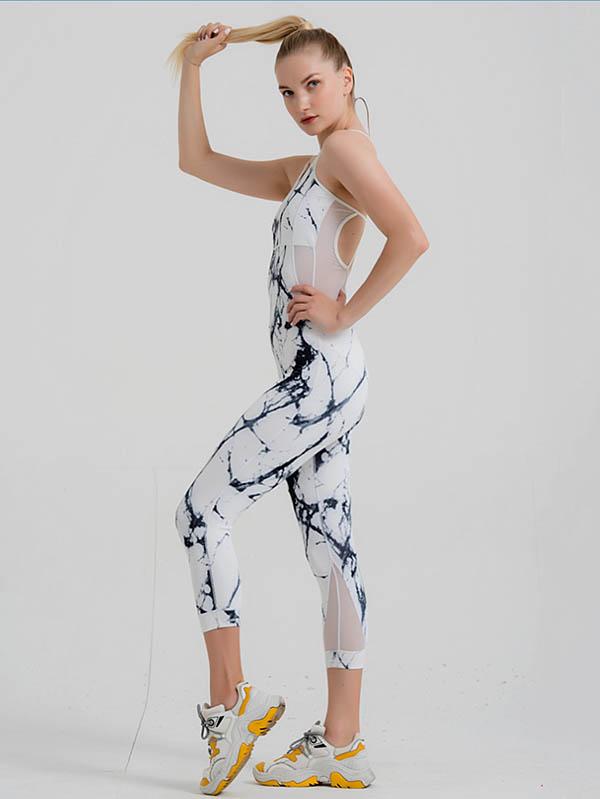 Sexy Printed Cross Strap Yoga Jumpsuits