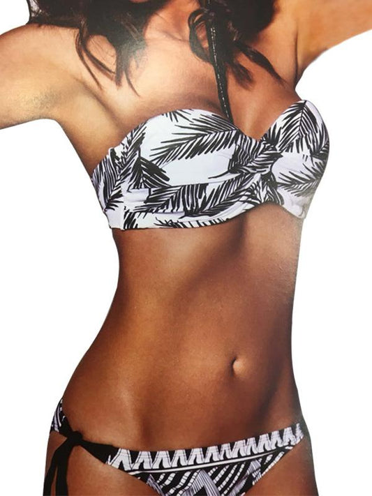 Leaves Bandeau Bikini Swimsuit