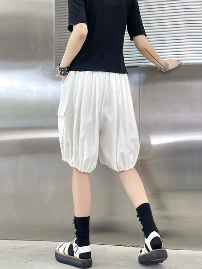 Stylish Loose Elastics High Waisted With Pocket Short Knickerbockers