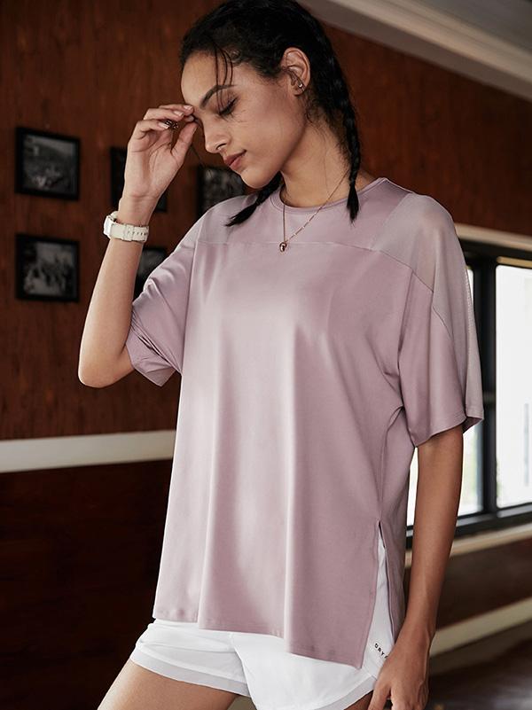 Loose Solid See-Through Yoga Tees