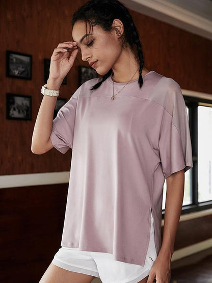 Loose Solid See-Through Yoga Tees