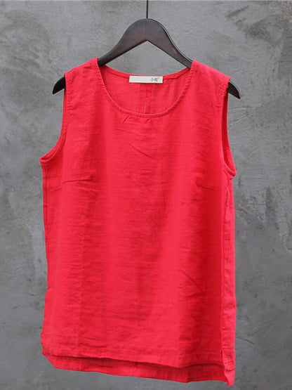 Casual Linen Sleeveless T-shirt