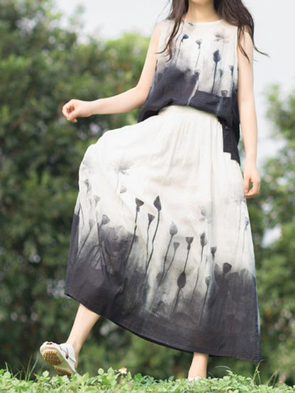 Printed Ink Wash Painting Vest