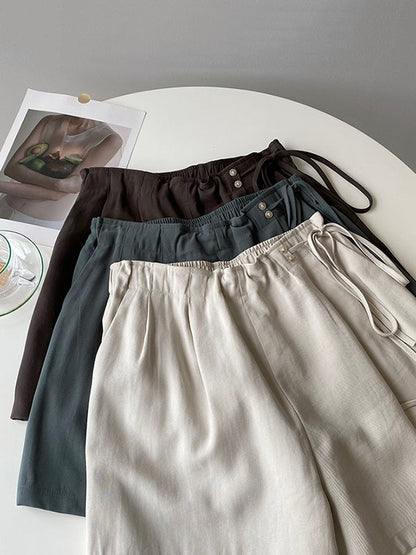 Cuprammonuium Bandage High-Waisted Wide-Leg Shorts