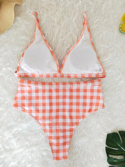 Plaid High Waist Bikinis Swimwear