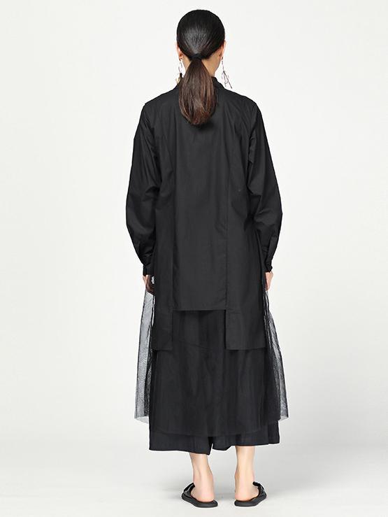 Cropped Split-joint Split-front Lapel Long Blouse