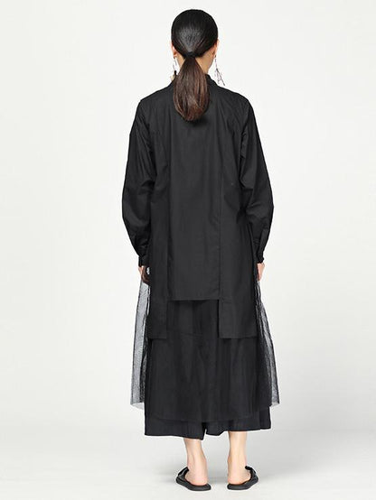 Cropped Split-joint Split-front Lapel Long Blouse