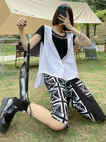 Simple Casual Loose Buttoned Solid Color Vest Outwear